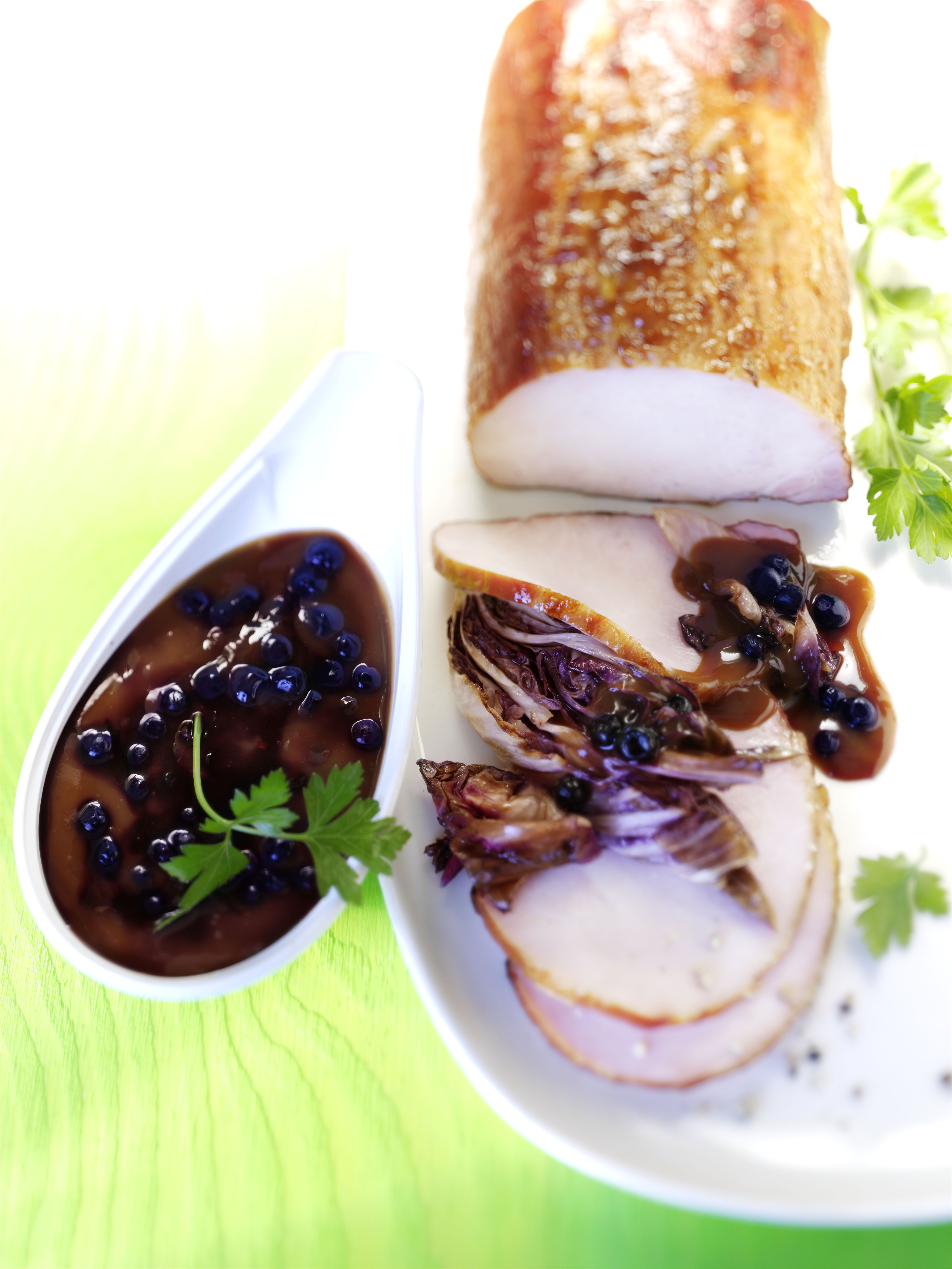 Kasseler mit Blaubeer-Calvados-Sauce